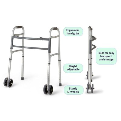 H0ea71cbf3b534e2598f024660fa5d350k.jpg Heavy-Duty Bariatric Folding Walker – 600lbs, Extra Wide, 5" Wheels