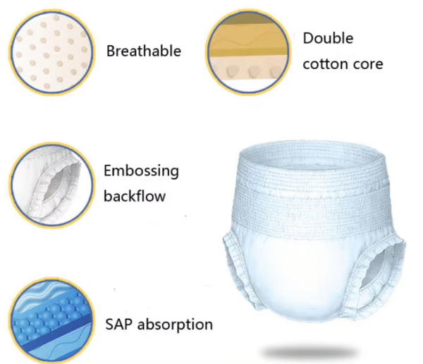 Custom Organic Adult Diapers – Soft, Ultra-Thick & Pull-On Style M size