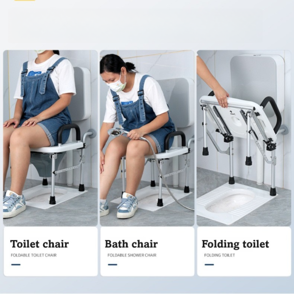 Heavy-Duty Folding Wall-Mounted Commode Chair